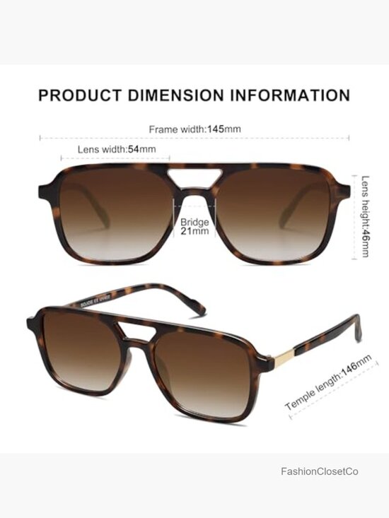 Retro Aviator Rectangle Sunglasses UV400 Protection Unisex